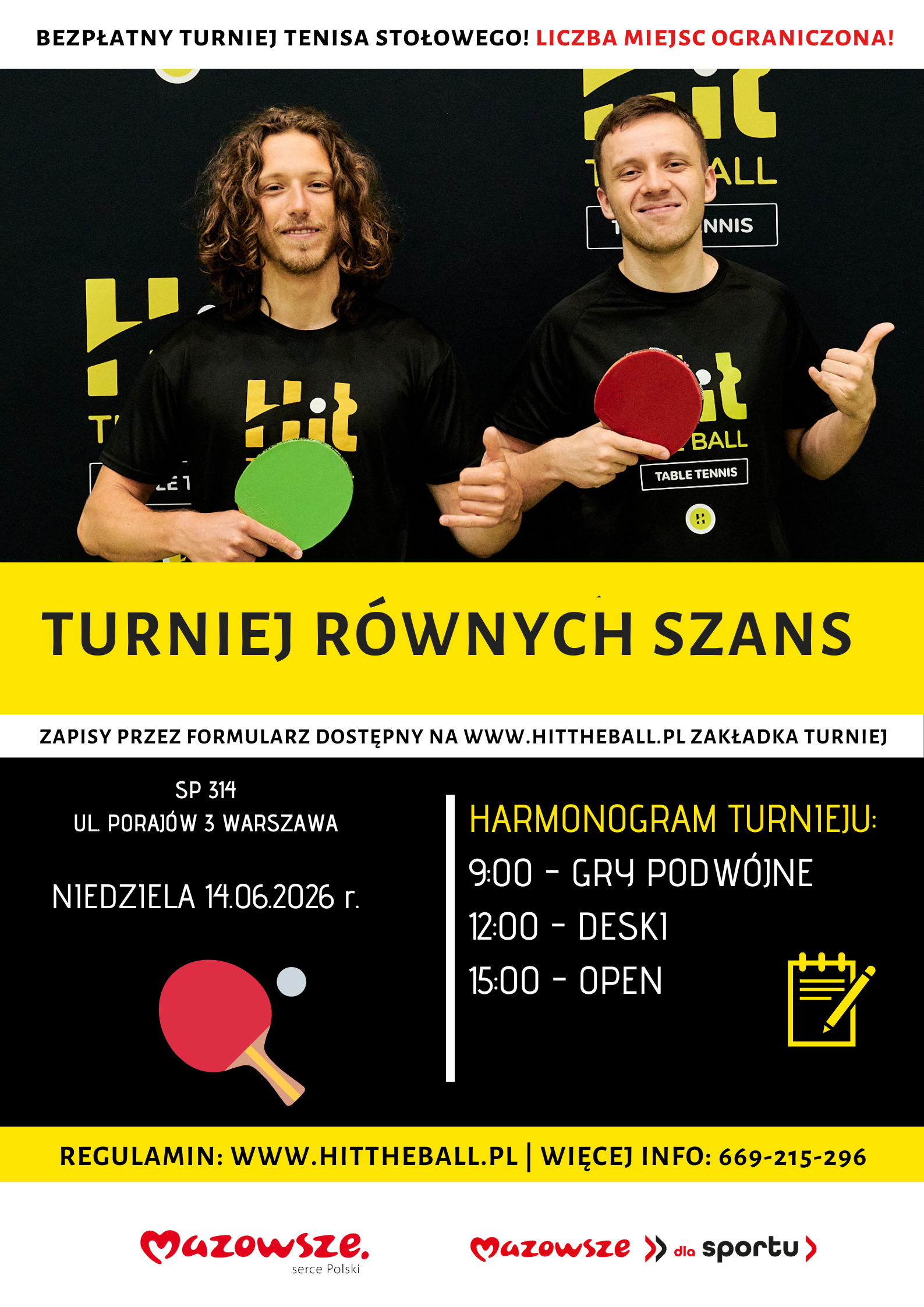 Plakat turnieju TURNIEJ RÓWNYCH SZANS