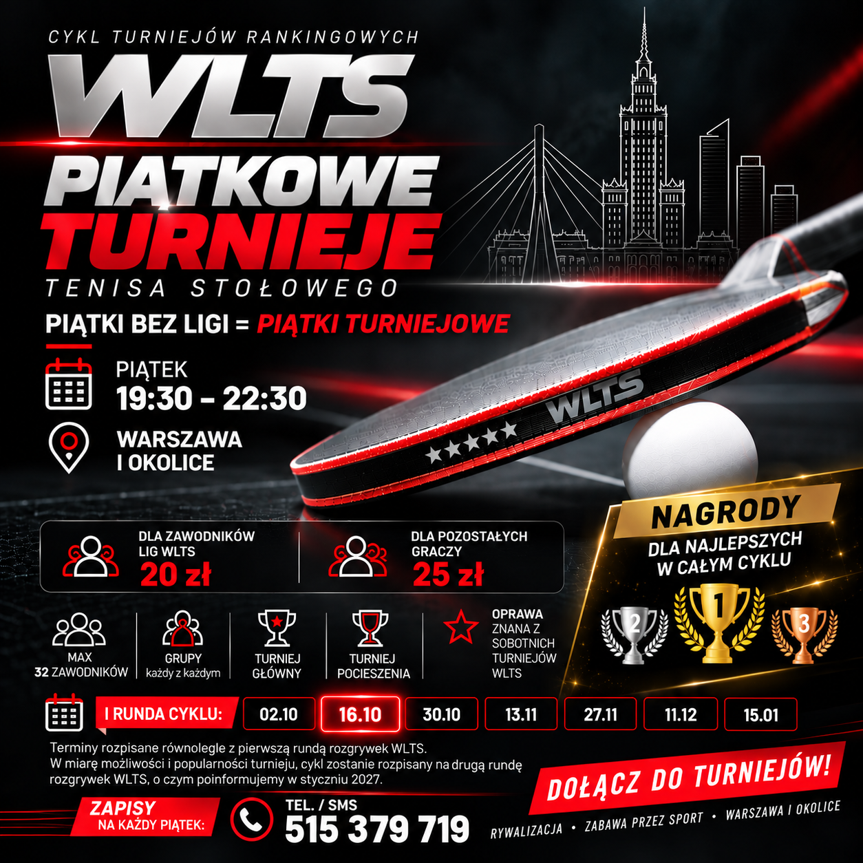 Plakat turnieju II PIĄTKOWY TURNIEJ RANKINGOWY WLTS