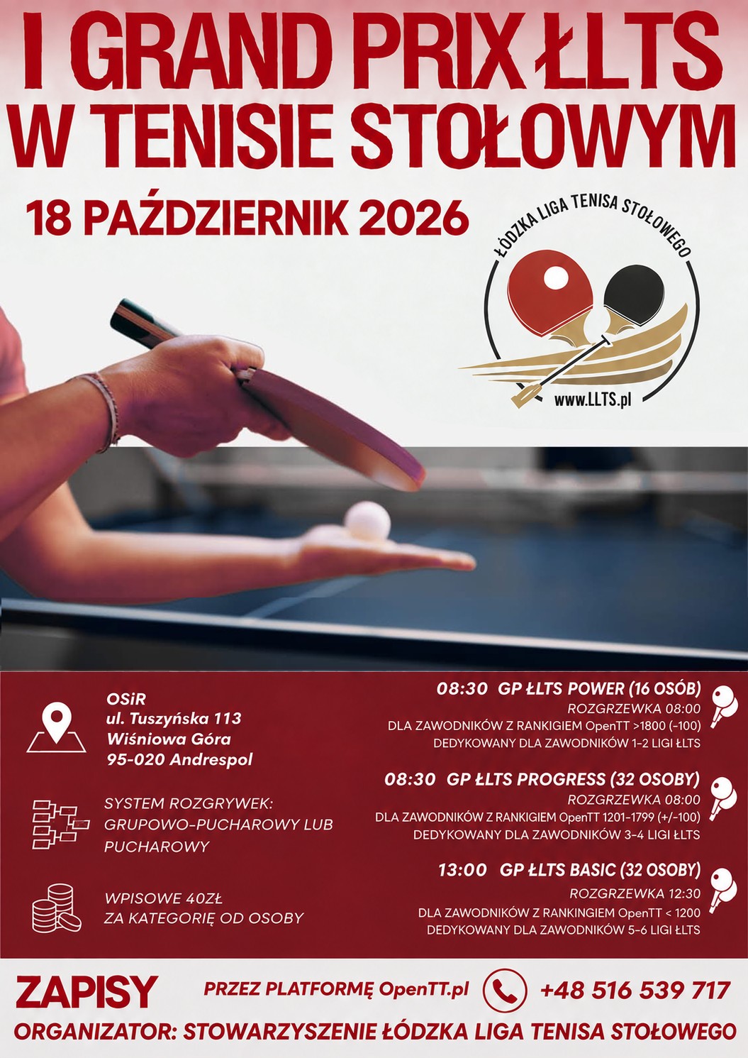 Plakat turnieju 1 Turniej Grand Prix ŁLTS